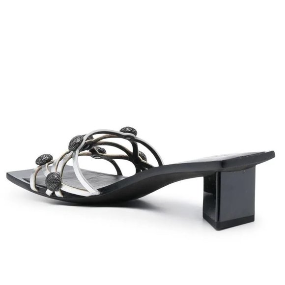 Tory Burch $670 CRYSTAL BOBBLE HEELED MULE SANDAL Silver Perfect Black 10 - Picture 4 of 6